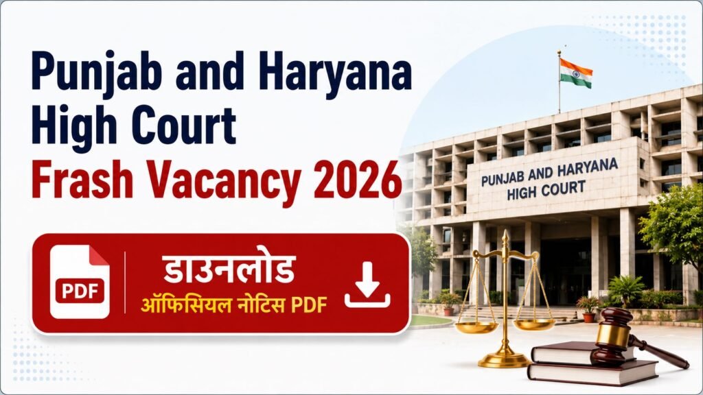 Punjab and Haryana High Court Frash Vacancy 2026 Official Notic PDF
