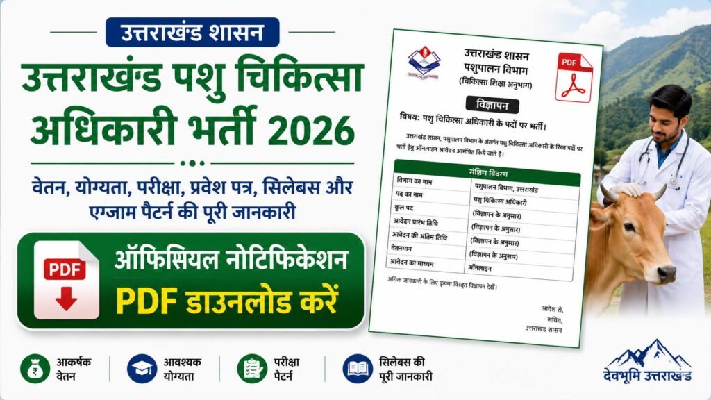 Uttarakhand Veterinary Officer Recruitment Official Notice 2026